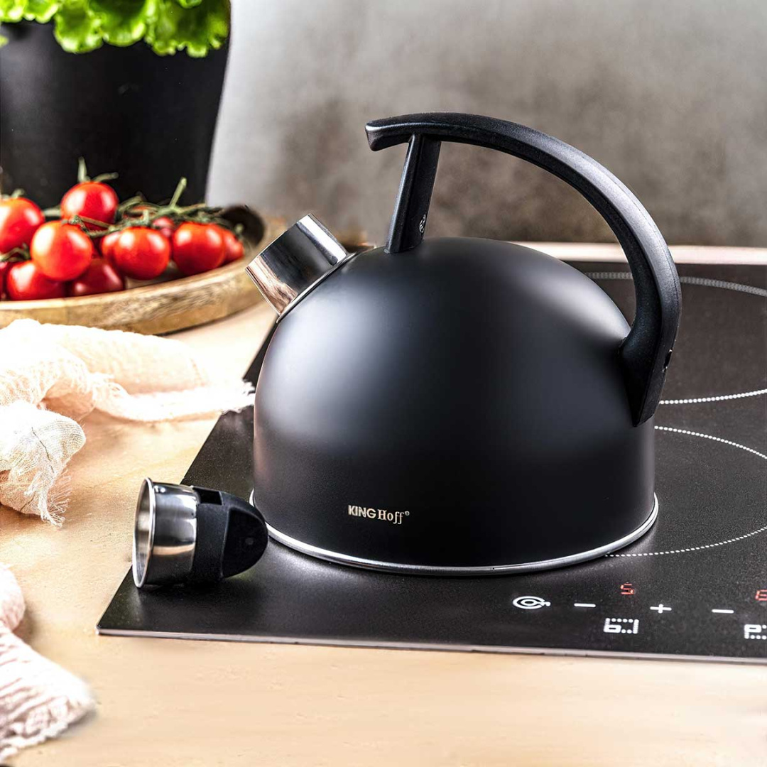 CZAJNIK 1,5L Z GWIZDKIEM KINGHOFF KH-1897 CZARNY MAT